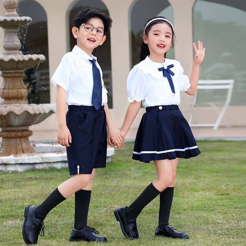 幼兒園園服兒童六一中小學生校服男女生襯衫兩件套畢業照短袖套裝