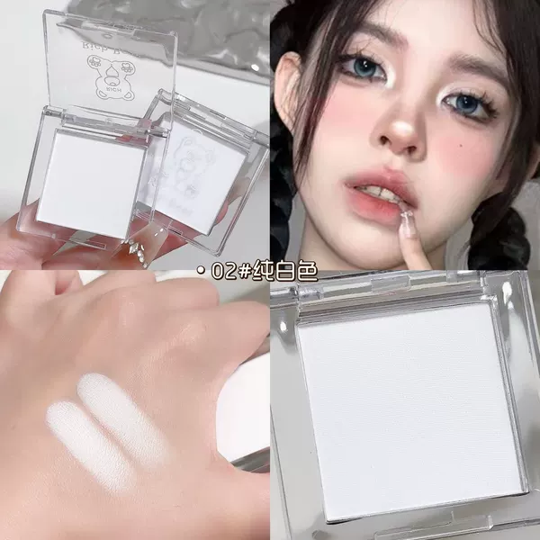 Highlighter, white eye shadow