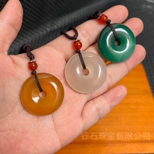 玛瑙玉石吊坠玉佩项链颈饰毛衣链项链款天然玉髓平安扣正品经典款