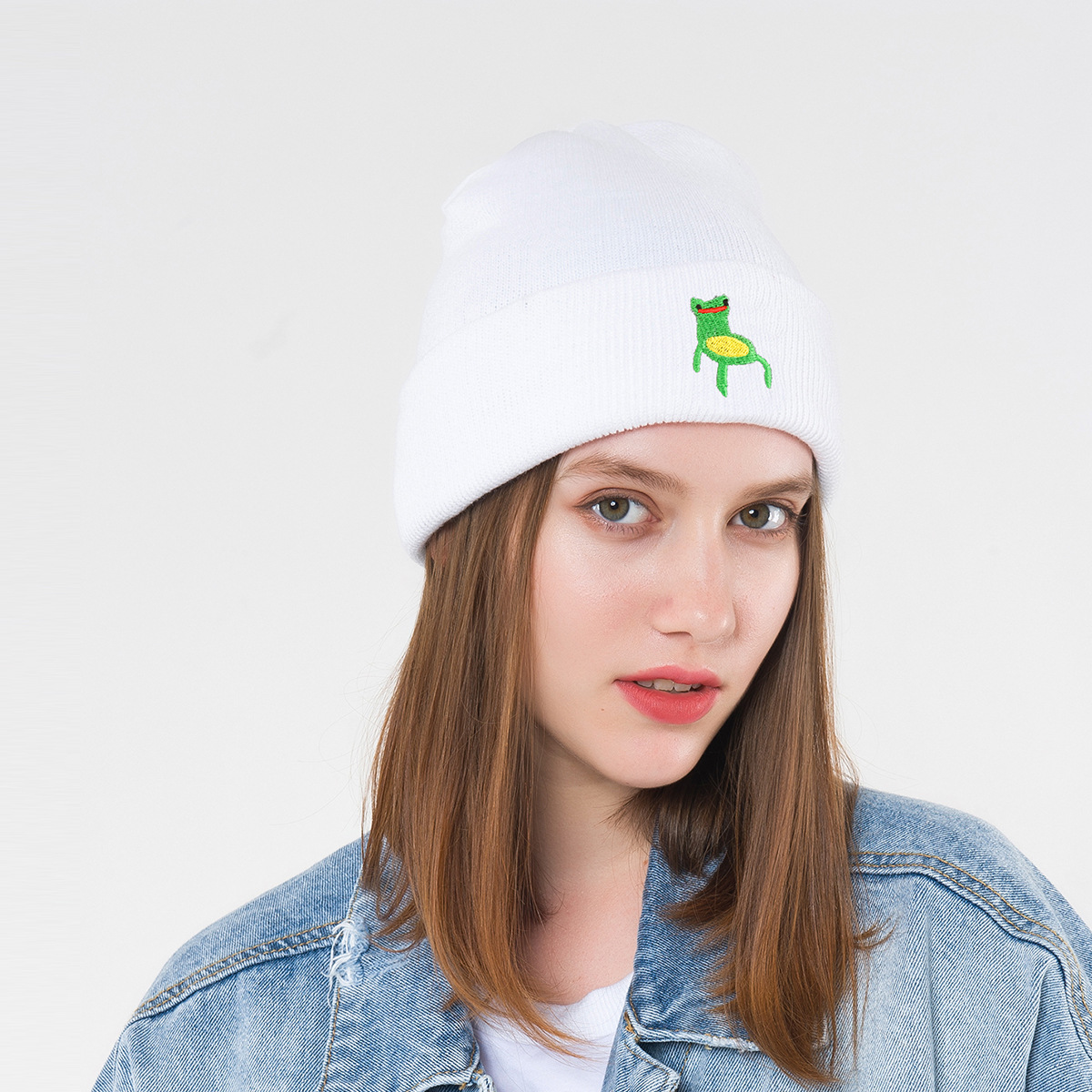 Korean Style Cute Embroidery Frog Knitted Hat Wholesale Nihaojewelry display picture 3