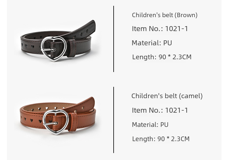 Children's peach buckle simple fashion women's belt love hole hollow decoration women's dress belt wholesale_voghion.com