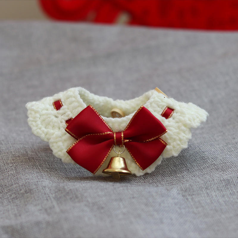 Year Cat Collar Braided Bow Tie Dog Neck Collar Pet Cat Bell Scarf Wedding Decoration Small Dog Year