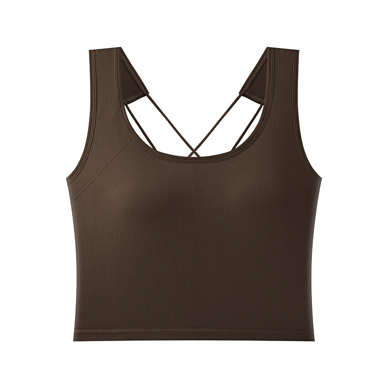 Belleza inconsútil espalda correa cruzada chaleco sujetador interior y exterior desgaste fijo Copa ropa interior caliente chica base tubo superior chaleco