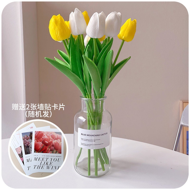 Flores florales Decoración de la sala de estar Decoración Decoración Ramo biónico Tulipán Flor seca de lujo ligero Flor falsa Decoración eterna