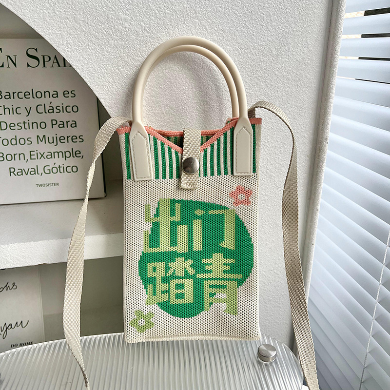 Bolsa de teléfonos móviles de dibujos animados para mujeres primavera y otoño estudiantes coreanos de tejido de mano bolsa de cambio de almacenamiento bolsa de mano decoración portátil bolsa de mochila