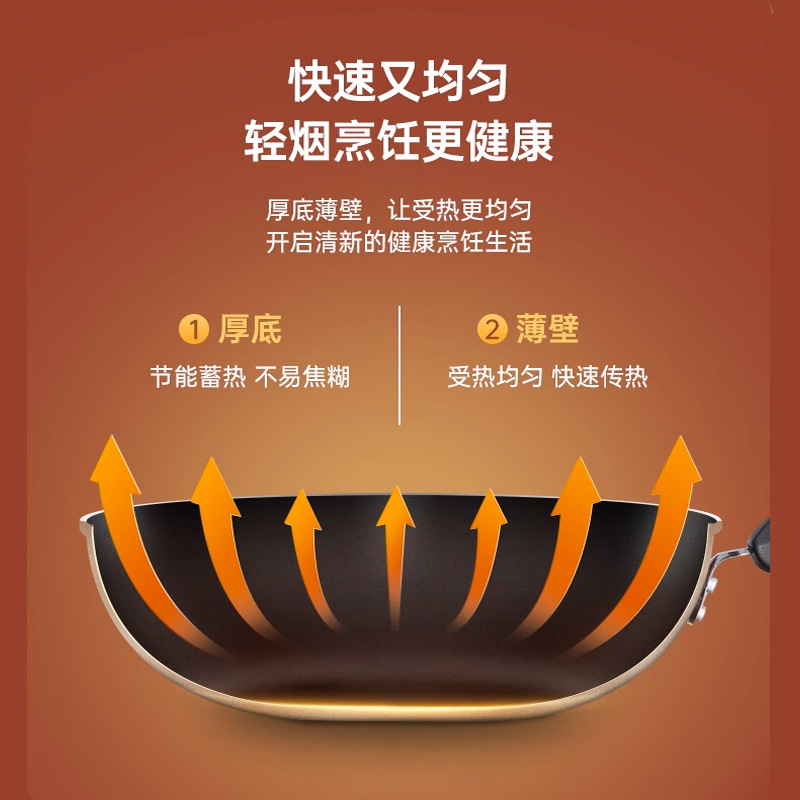 Cocina rey nueva generación sin aceite sartén antiadherente wok estufa de gas cocina de inducción hogar wok sartén antiadherente