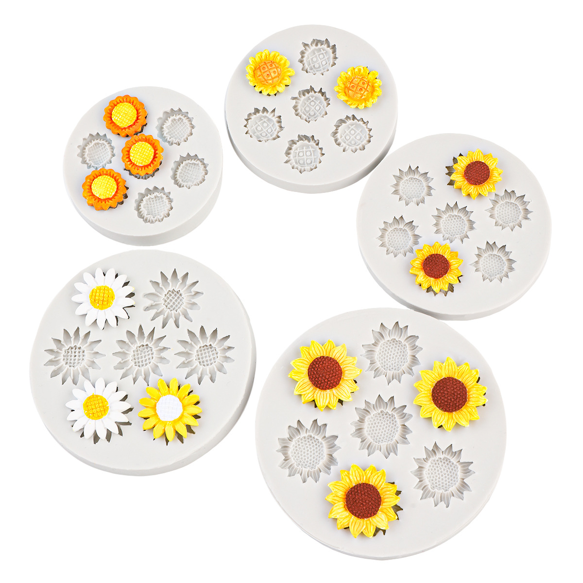 Molde de silicona de girasol de crisantemo pequeño Zou Ju Molde de silicona Molde de horneado de chocolate de girasol de crisantemo Molde de yeso de goteo