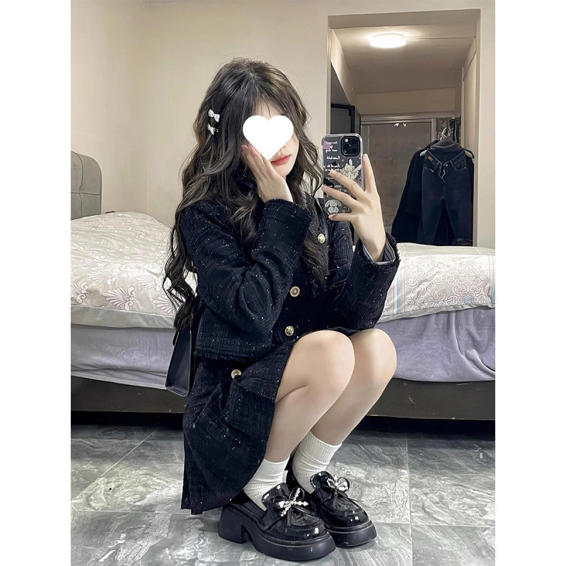 法式富家千金小香风连衣裙女秋秋小个子高级感小众名媛套装两件套|undefined