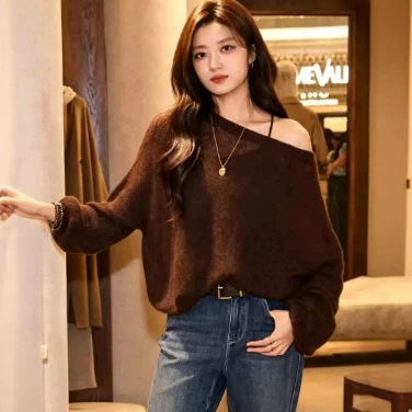 2026秋季新款时尚慵懒风针织衫宽松罩衫女5G8132171