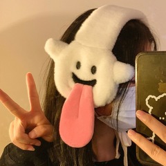 個性的なアニメは、舌を吐くぬいぐるみ耳カバーの女性秋の冬の保温耳カバーの耳カバーの耳が耳を温めて乗る