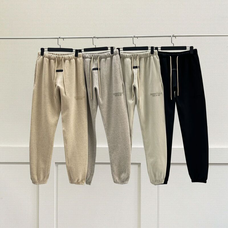 Autumn and Winter Sweatpants Essentials Multi-Line High Street American Fashion Brand Fleece-Lined Fog Casual Loose Men's Leggings Pants