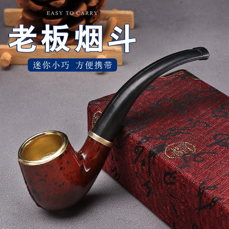 Spot Hot Selling Resin Boss Small Pipe Portable Men's Bakelite Novice Practice Pipe Palm Pipe