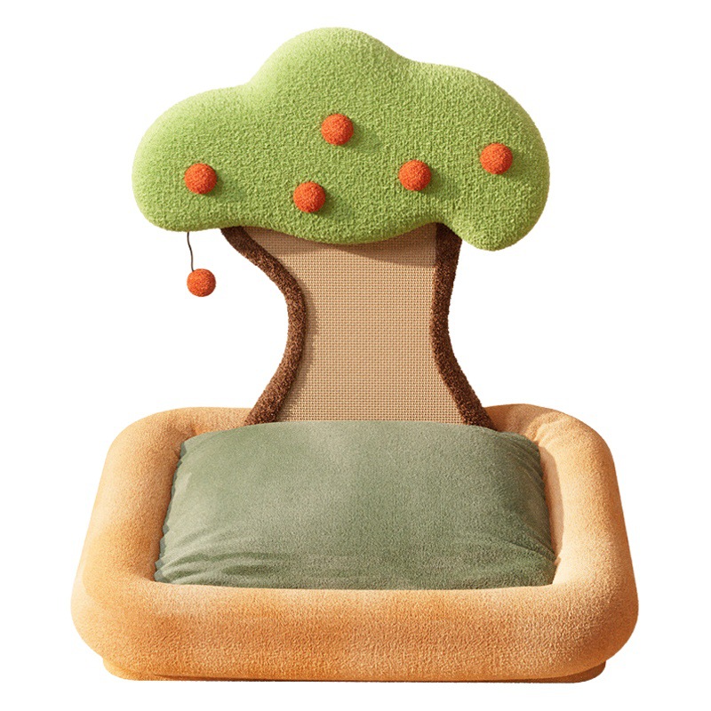 Mascota caqui árbol de gato de la placa del rasguño del gato nido integrado resistente al desgaste resistente a los arañazos tablero del rasguño del gato nido suministros para mascotas