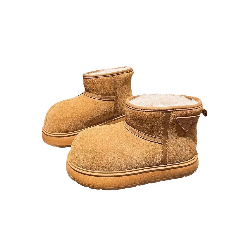 Botas de nieve de fondo grueso para mujeres 2024 nuevo invierno de vello calentamiento tubo corto bonito zapatos de algodón zapatos de bolsas de botas cortas