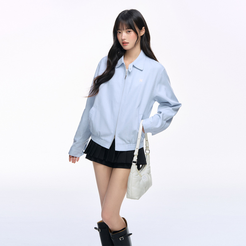 秋季新款棉麻刺绣短款薄款夹克外套翻领宽松显瘦减龄女上衣|undefined