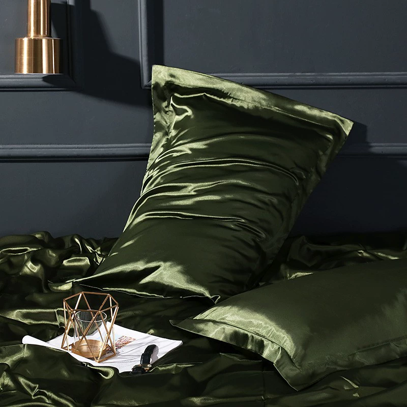 Double-sided Silk Pillowcase, Reversible Satin Finish, 48×74 cm (Multiple Colors)