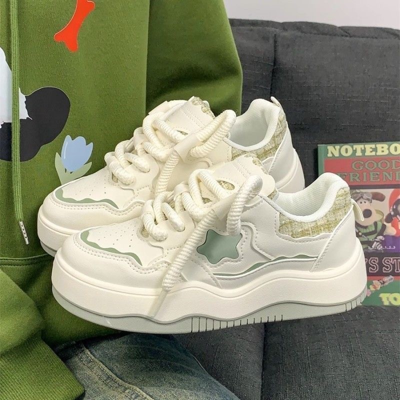星星小白鞋女2025新款韩版高颜值圆头休闲鞋ins厚底运动学生板鞋