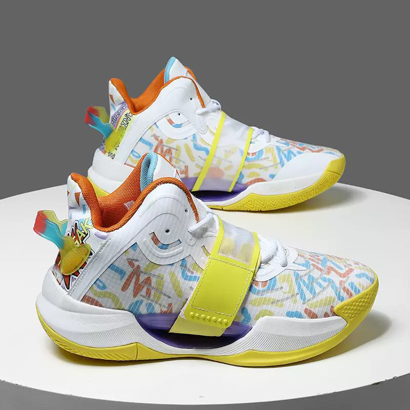 Баскетбольные кроссовки Spring Water Flower 4 поколения мужские амортизирующие кроссовки на липучке для учащихся начальной и средней школы спортивная обувь со звуком трения 4