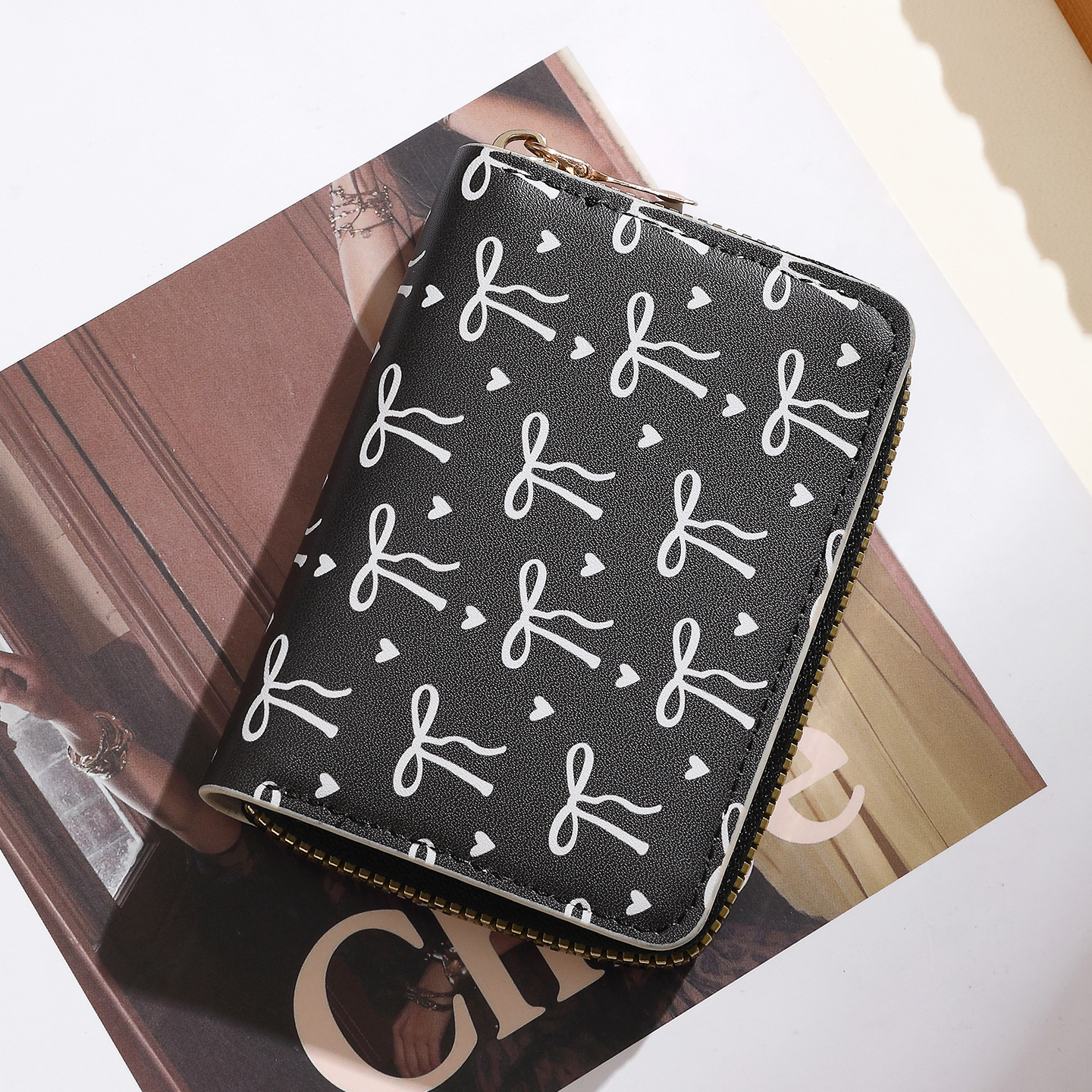 Lindo tarjetero para mujer de gran capacidad ultrafino con múltiples tarjetas, tarjetero compacto, licencia de conducir, bolso de almacenamiento, monedero portátil