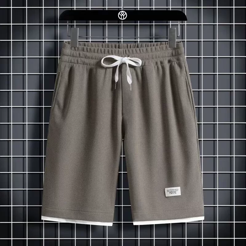 Вафли шорты мужской 2025 летний новый повседневный свободный спортивный укороченные брюки японский стиль прилив спортивные штаны мужской