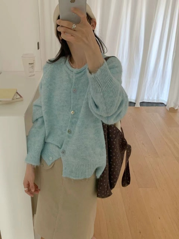 软糯温柔风精致纽扣针织开衫女2025秋季新款宽松休闲百搭毛衣外套|undefined