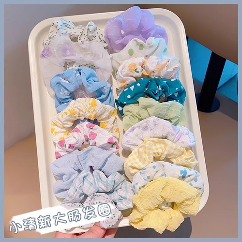 French-style gentle and cute large intestine hair tie for women, Korean high-end large intestine hair tie with high elasticity elastic band hair accessory