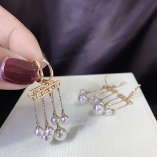 DIY pearl accessories S925 sterling silver ear buckle empty multi-bead silver stud earrings for women with 6-8mm round beads