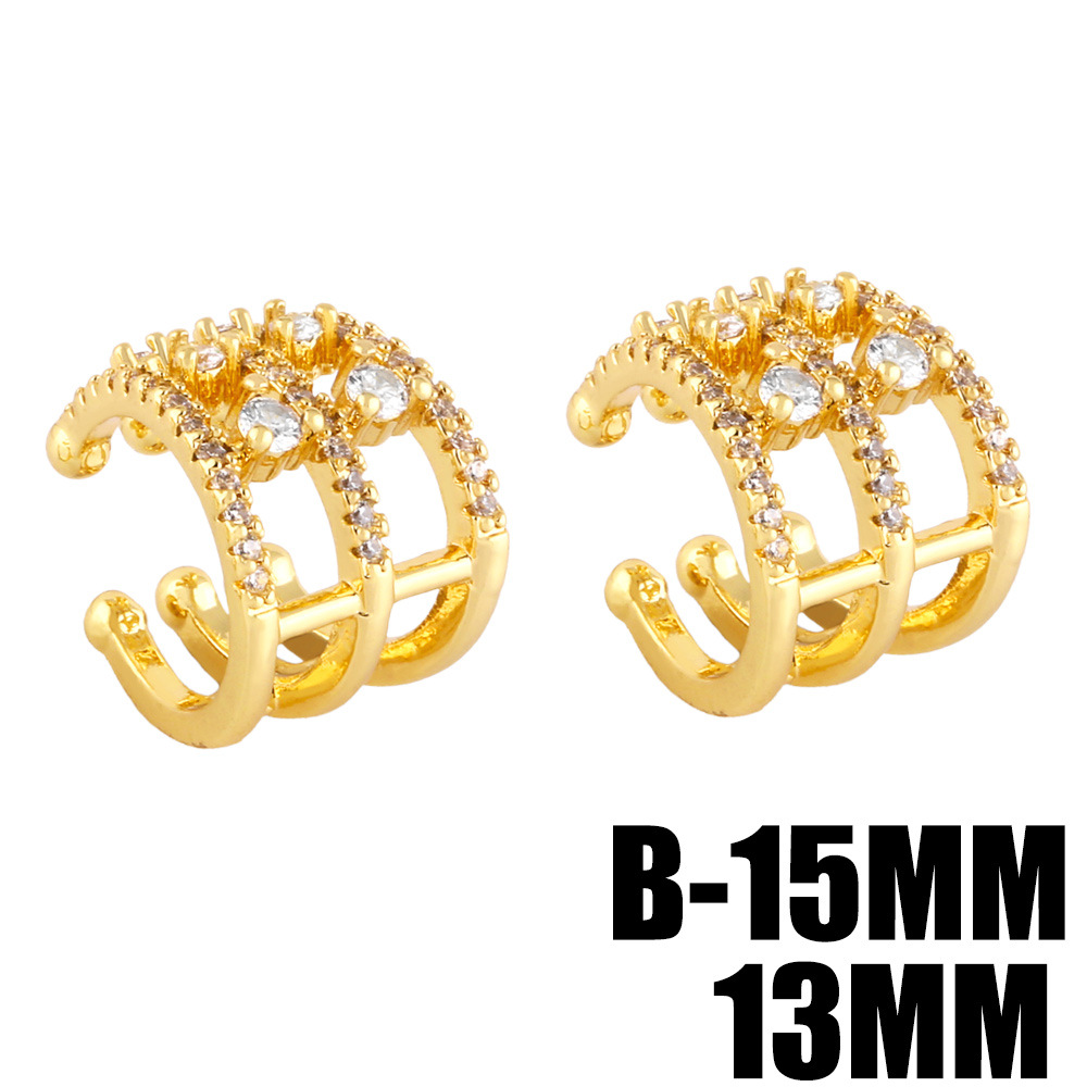 Fashion Irregular Copper Ear clips Inlay Zircon Copper Earrings