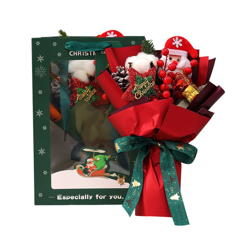 Presentes de Natal para Festas, Buquê de Natal Faça Você Mesmo com Flores Secas, Presente para Namorada, Flores Artesanais para Bonecas Infantis, Rosas de Simulação_voghion.com