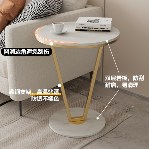 Creative small apartment corner table, side cabinet, living room sofa, side cabinet, light luxury minimalist round slate coffee table