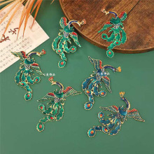 新款景泰蓝点翠凤凰配对挂件仿合金配件古风发簪diy配饰团扇材料