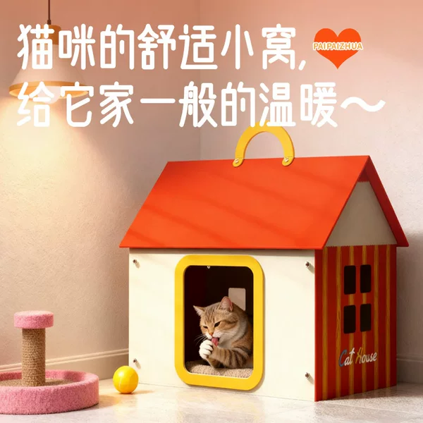 Creative Graffiti Cat Nest Cat Scratching Board Customized Wear-Resistant and Non-Shedding Corrugated Paper Pet Cat Nest Customized by Shenzhen Manufacturer