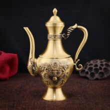 黄铜酒壶家用酒具金属酒壶祥云龙酒壶家居摆件