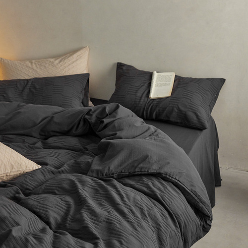 Wabi-sabi style A class pure cotton four-piece set wrinkled gauze all cotton bed sheet pillowcase Japanese minimalist Merle bedding 
