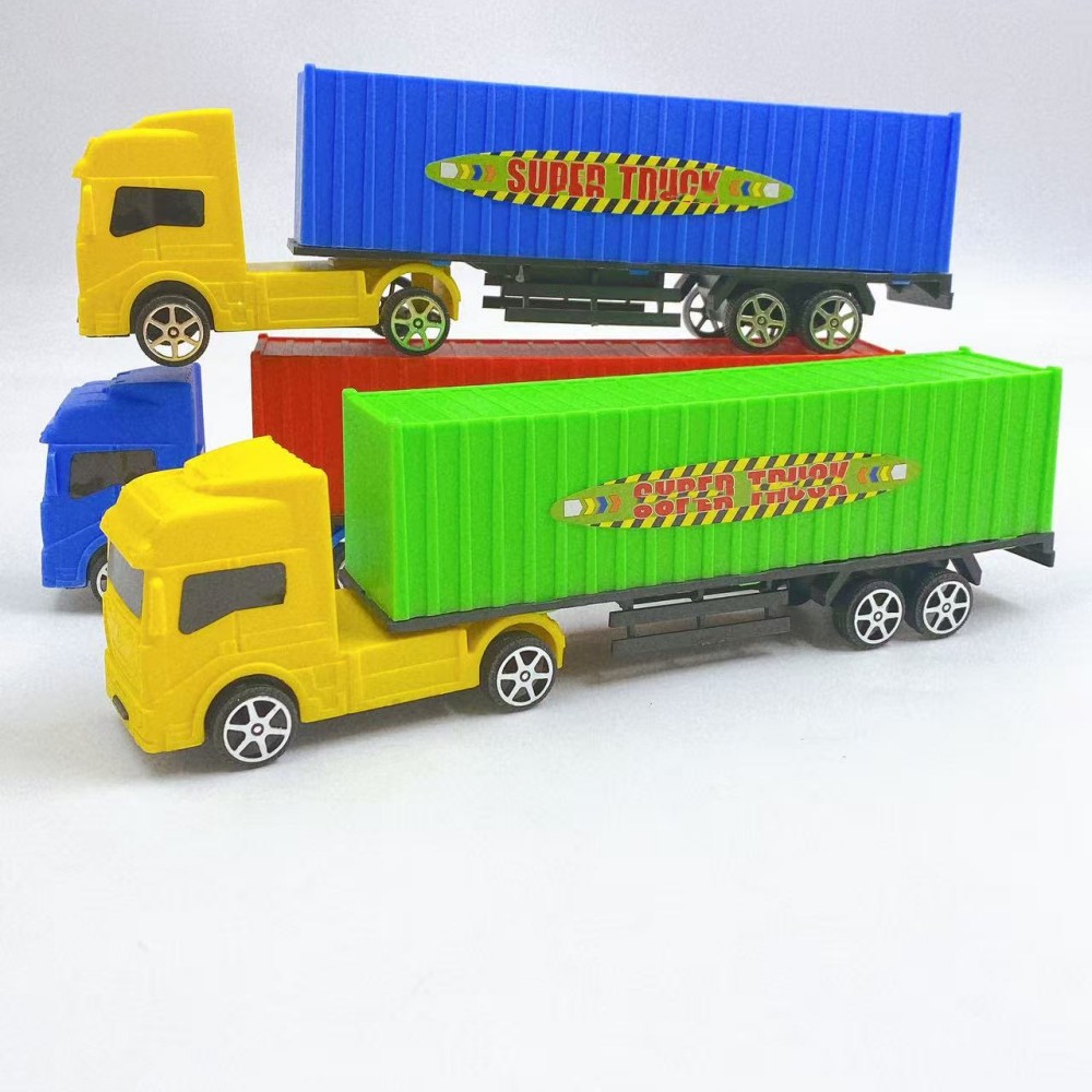 Children's Plastic Toy Car Container Truck Extended Simulation Transport Vehicle Colorful Container Car Ring Stall Batch