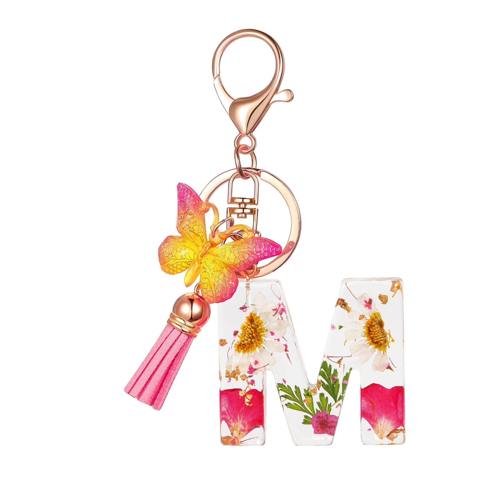 Resin suitable for girls cute key chain with tassel butterfly…