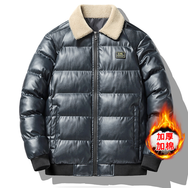 Fabricante de cuero de algodón acolchado abrigo texturizado abrigo de algodón acolchado abrigo de los hombres abrigo de invierno de algodón acolchado