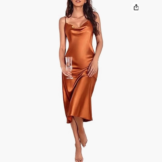 Women's Satin Pajamas Sexy Underwear Pajamas Spaghetti Straps Pile Collar Elegant Long Suspender Satin Silk Mid-Length Jumpsuit