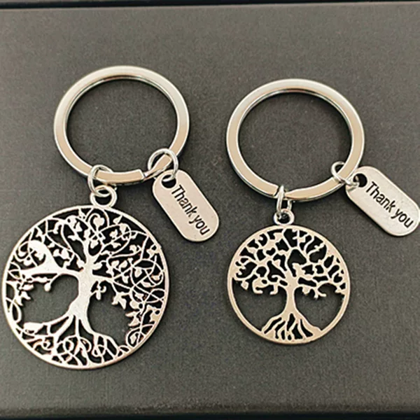 Cross-Border Hot Selling Retro Tree of Life Thank You Alloy Pendant Keychain Thanksgiving Decoration Holiday Gift