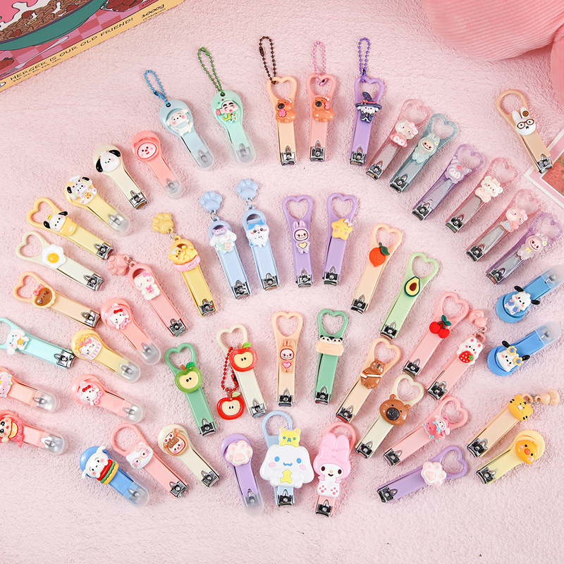 Mixed Style Cartoon Cute Portable Nail Clippers High-Quality Anti-Splash Nail Clippers Girly Candy-Colored Nail Scissors