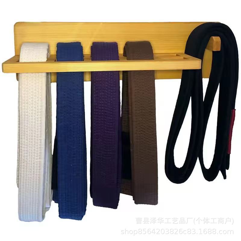 Wooden Belt Rack Wall-Mounted Brazilian Jiu-Jitsu Belt Display Rack Belt Storage Rack Martial Arts Belt Storage Rack