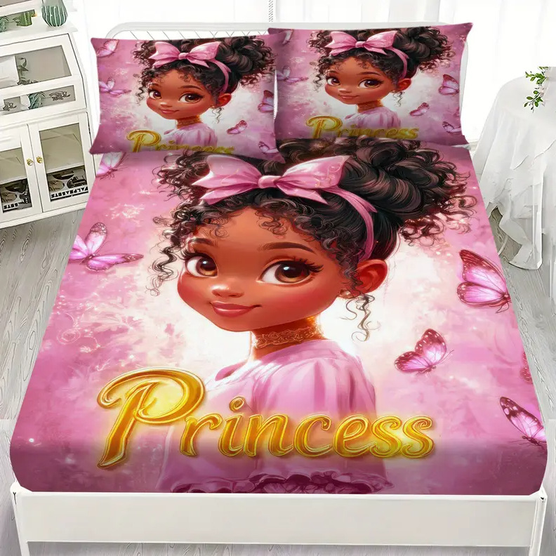 TEMU / JIT transfronterizo tejido doméstico niña sirena patrón 3D impresión digital cama