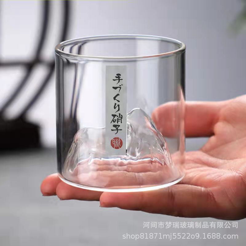 Borosilicato Guanshan taza de vidrio vintage estilo japonés taza de agua café taza de té japonés whisky vidrio Fuji taza de montaña