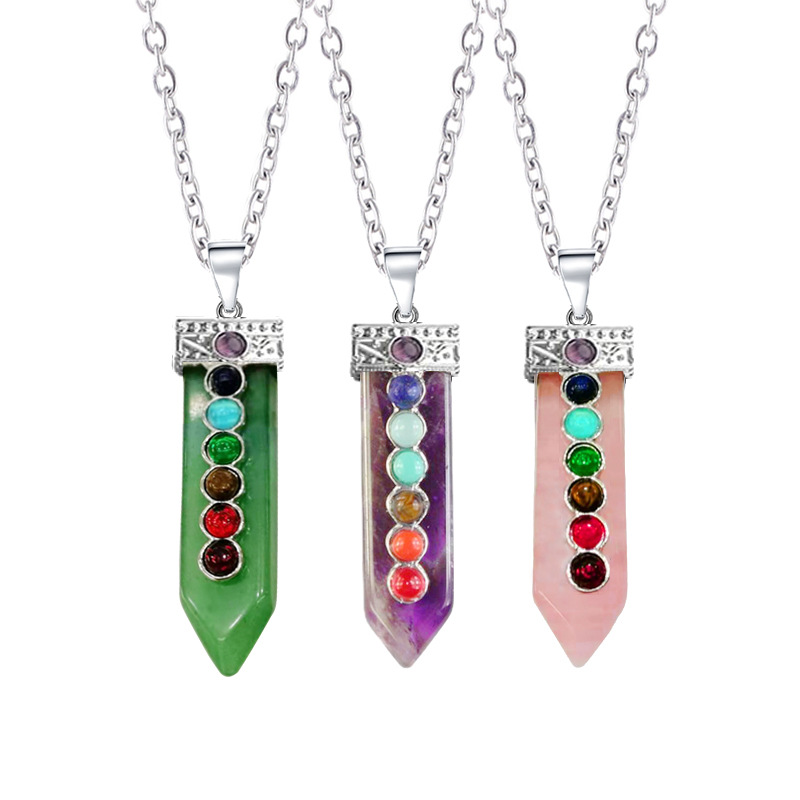 Rétro Multicolore Cristal Pierre Naturelle Gemme De Gros Collier Pendentif display picture 1