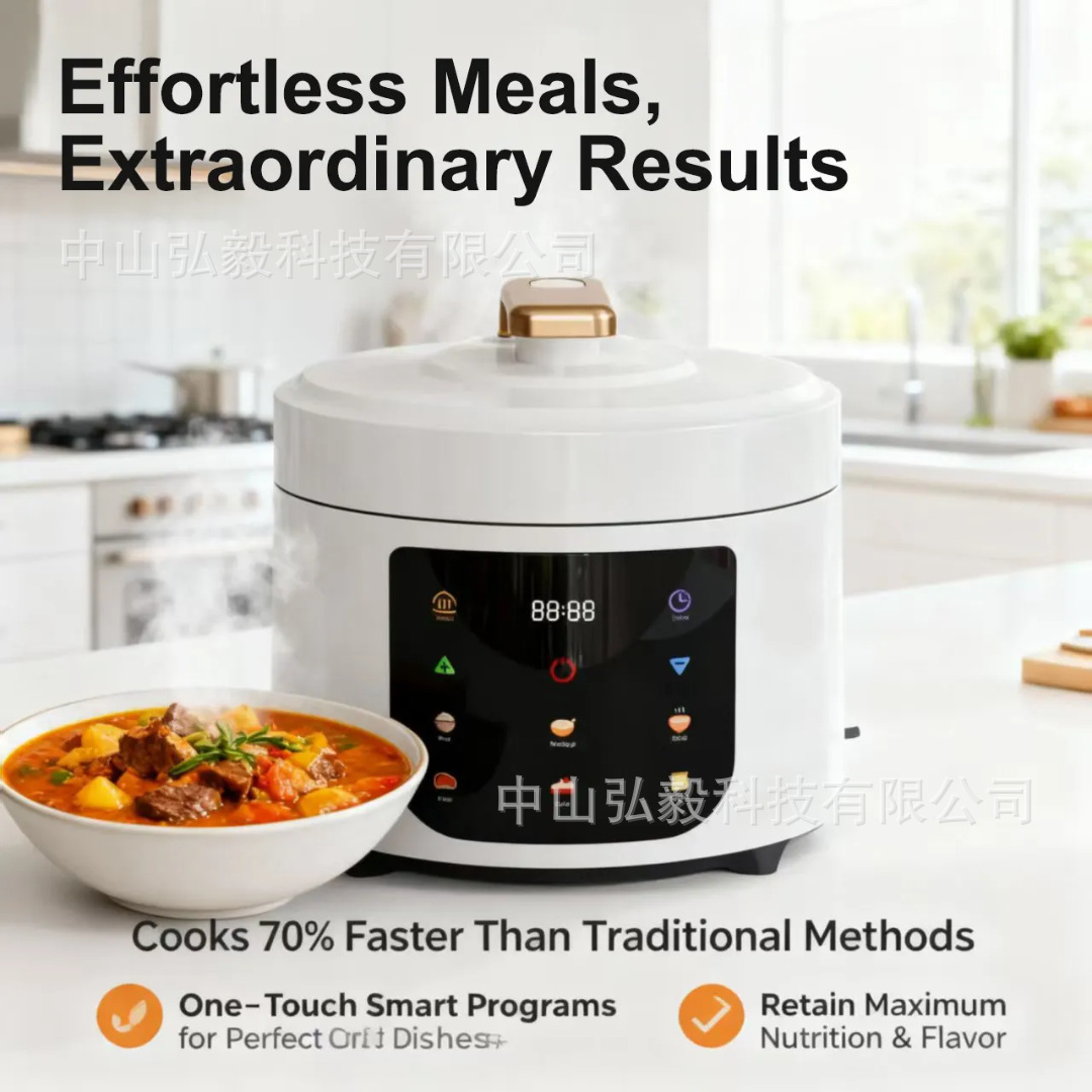 Cross-Border Electric Pressure Cooker Household Touch Color Screen Five Major Institutions Certification 6L Non-Stick Coating Smart Pressure Cooker