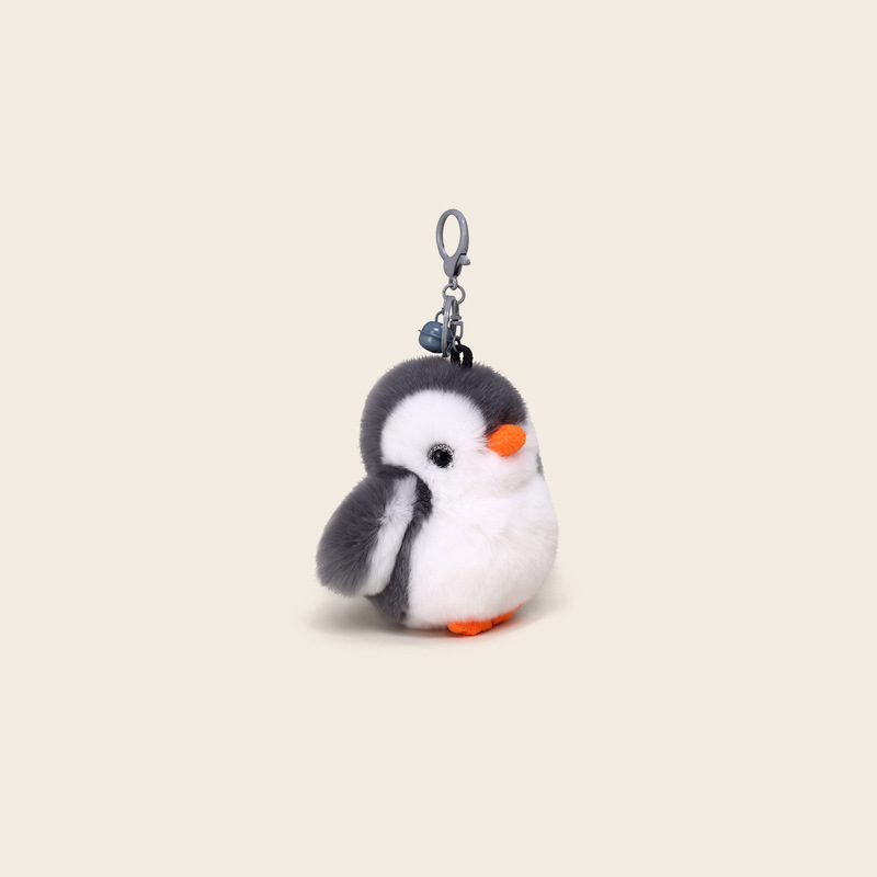 ライト高級品質リアルレッキスウサギの毛皮ペンギン人形ペンダント動物ぬいぐるみキーホルダーバッグペンダント小さなギフト卸売|undefined