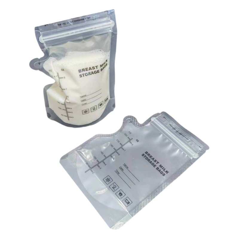 FUENTE fabricante en stock bolsa de leche materna 250ml Caño doble cremallera sellado bolsa de preservación de leche materna al por mayor