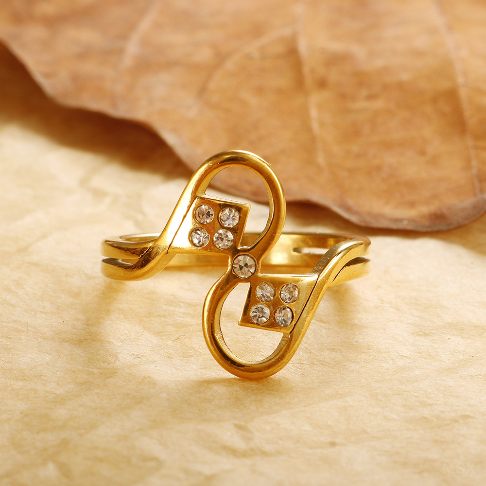 Titanium Steel Ring With Zircon Diamond, Minimalist Luxury Style_voghion.com