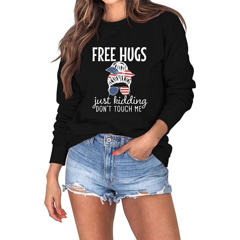 in stock Amazon Wal-Mart Europe and America Explosions Free Embrace Head Letter Pattern Urban Leisure Long Sleeve Sweatshirt