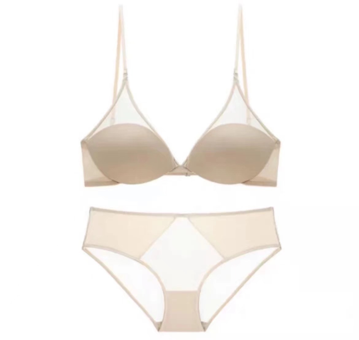 Sujetador francés fino para niña, malla en forma de U, ropa interior transpirable y hermosa para mujer, sin costuras, sin anillo de acero, sujetador fruncido